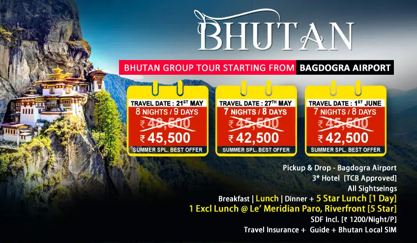 Bhutan package tour from kolkata with Kolkata to Paro Direct Flight