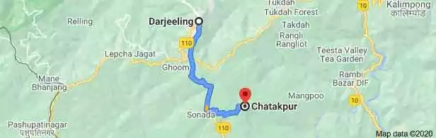 Darjeeling to Chatakpur Distance