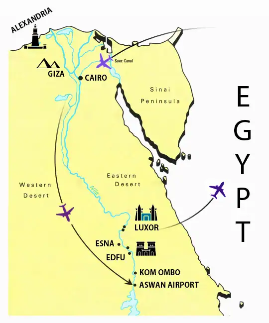Egypt package tour map - NatureWings