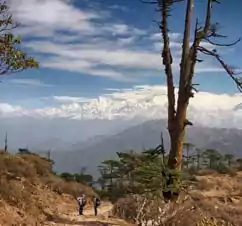 Snow capped Himalayan mountain range as seen from Sandakphu Trekking