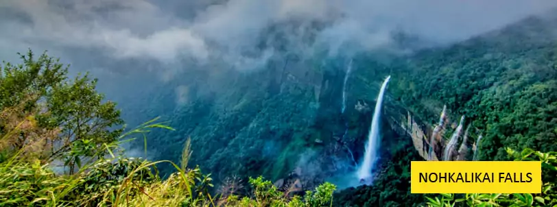 Shillong Meghalaya Cherrapunji Package Tour with Nohkalikai Falls - the 340 metres (â€‹1,115 ft) tallest plunge waterfall in India