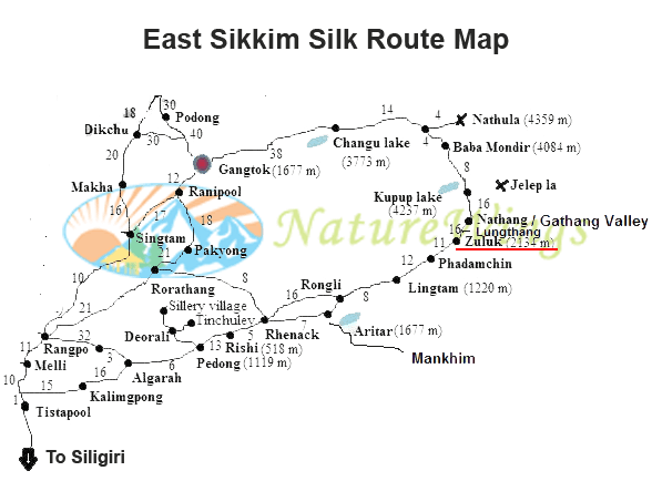 east sikkim tourist spots map
